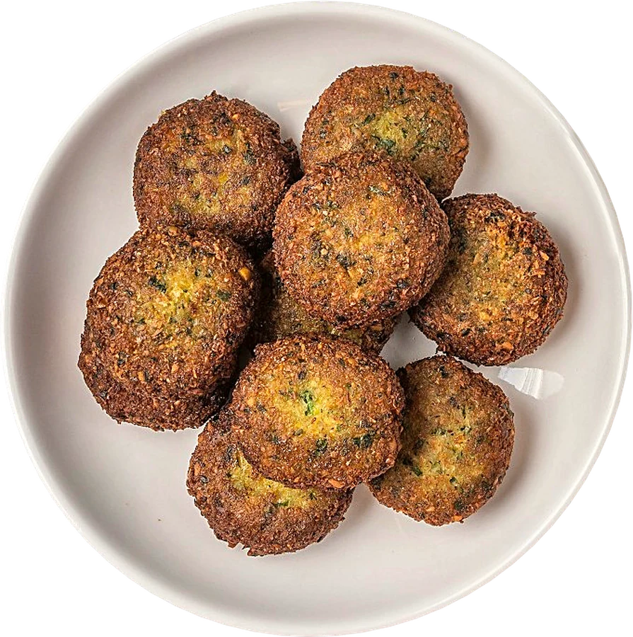 A plate of golden falafel