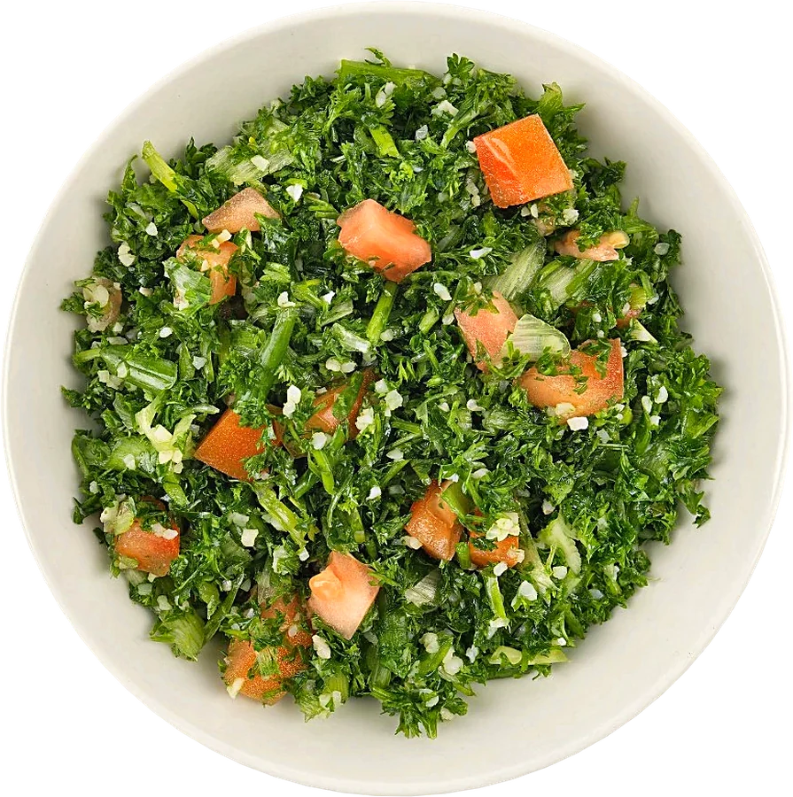 Tabouli salad of fresh-chopped parsley, tomato and onion